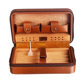 Bruine Leren Sigaren Reis Humidor  open